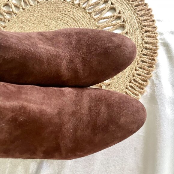 Coach Maya Suede Polished Calf Ankle Wedge Boots Brown Size 10 Q5328 - Picture 5 of 13